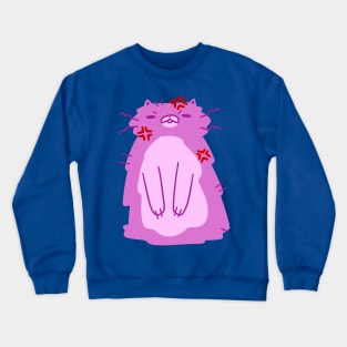 Angry Fluffy Pink Cat Crewneck Sweatshirt